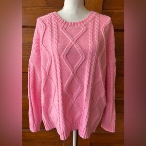 Edikted Pink Kennedy Oversized Cable Knit Sweater